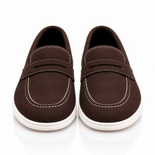 Wexford Shoes Men's Suede-Look Penny Loafers with White Sole and Contrast Stitching