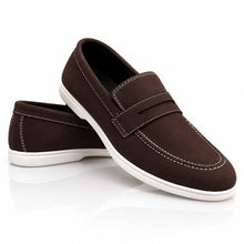 Wexford Shoes Men's Suede-Look Penny Loafers with White Sole and Contrast Stitching