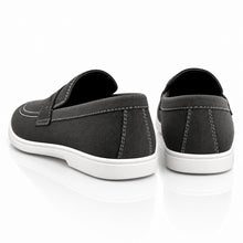 Wexford Shoes Men's Suede-Look Penny Loafers with White Sole and Contrast Stitching