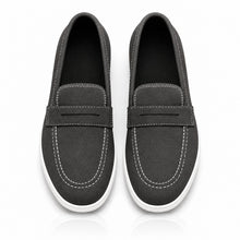 Wexford Shoes Men's Suede-Look Penny Loafers with White Sole and Contrast Stitching